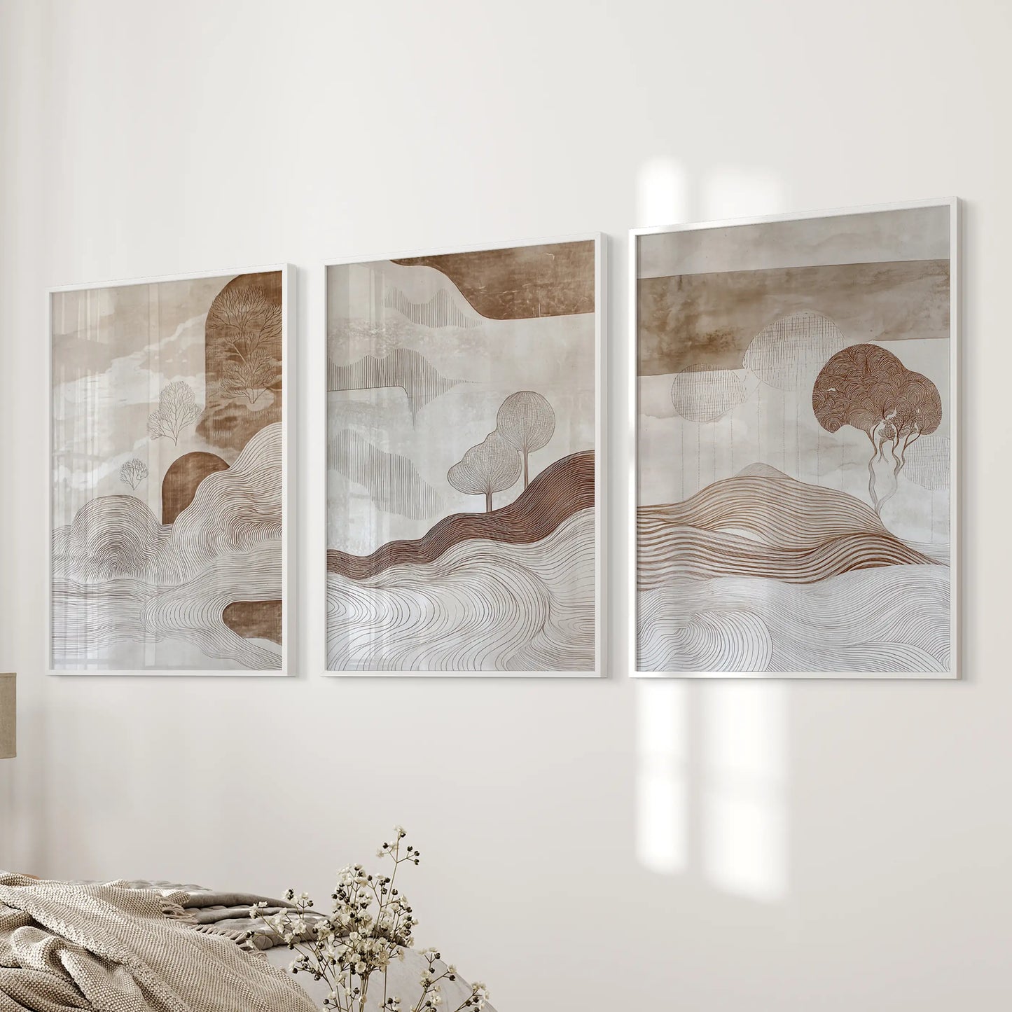 Wabi Sabi Earth Tone Landscape Wall Art Set of 3