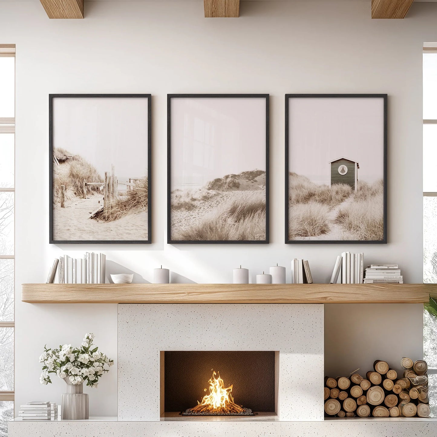 Minimalist Coastal Gallery Wall Beige Beach Decor Set