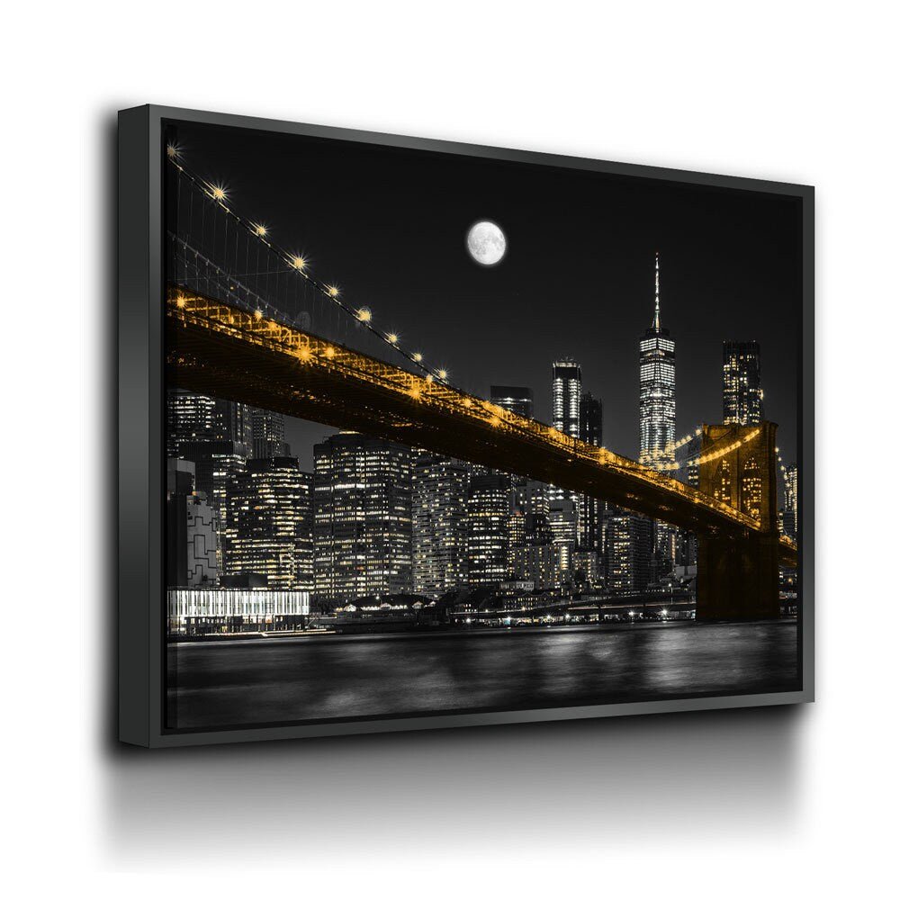 Brooklyn Bridge At Night Canvas Wall Art - NYC Skyline