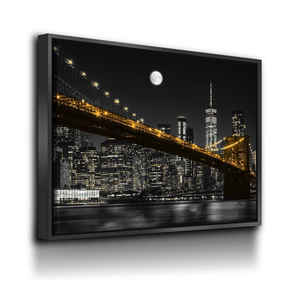 Brooklyn Bridge At Night Canvas Wall Art - NYC Skyline