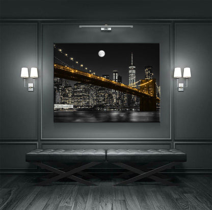 Brooklyn Bridge At Night Canvas Wall Art - NYC Skyline