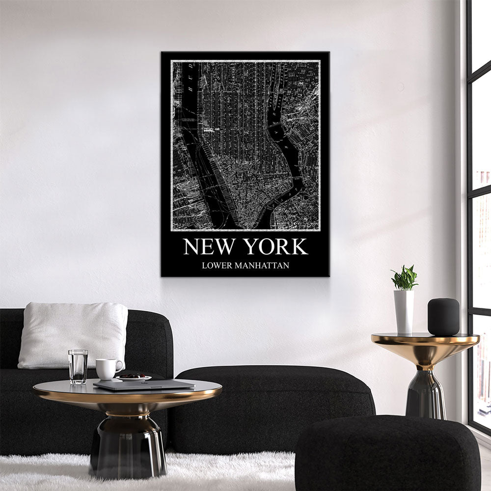 1880 New York Lower Manhattan Map Canvas Wall Art