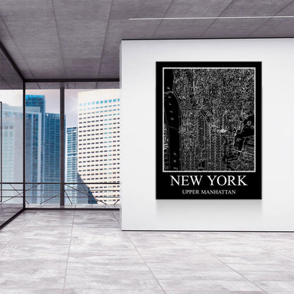 1880 New York Upper Manhattan Map Canvas Wall Art
