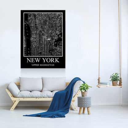 1880 New York Upper Manhattan Map Canvas Wall Art