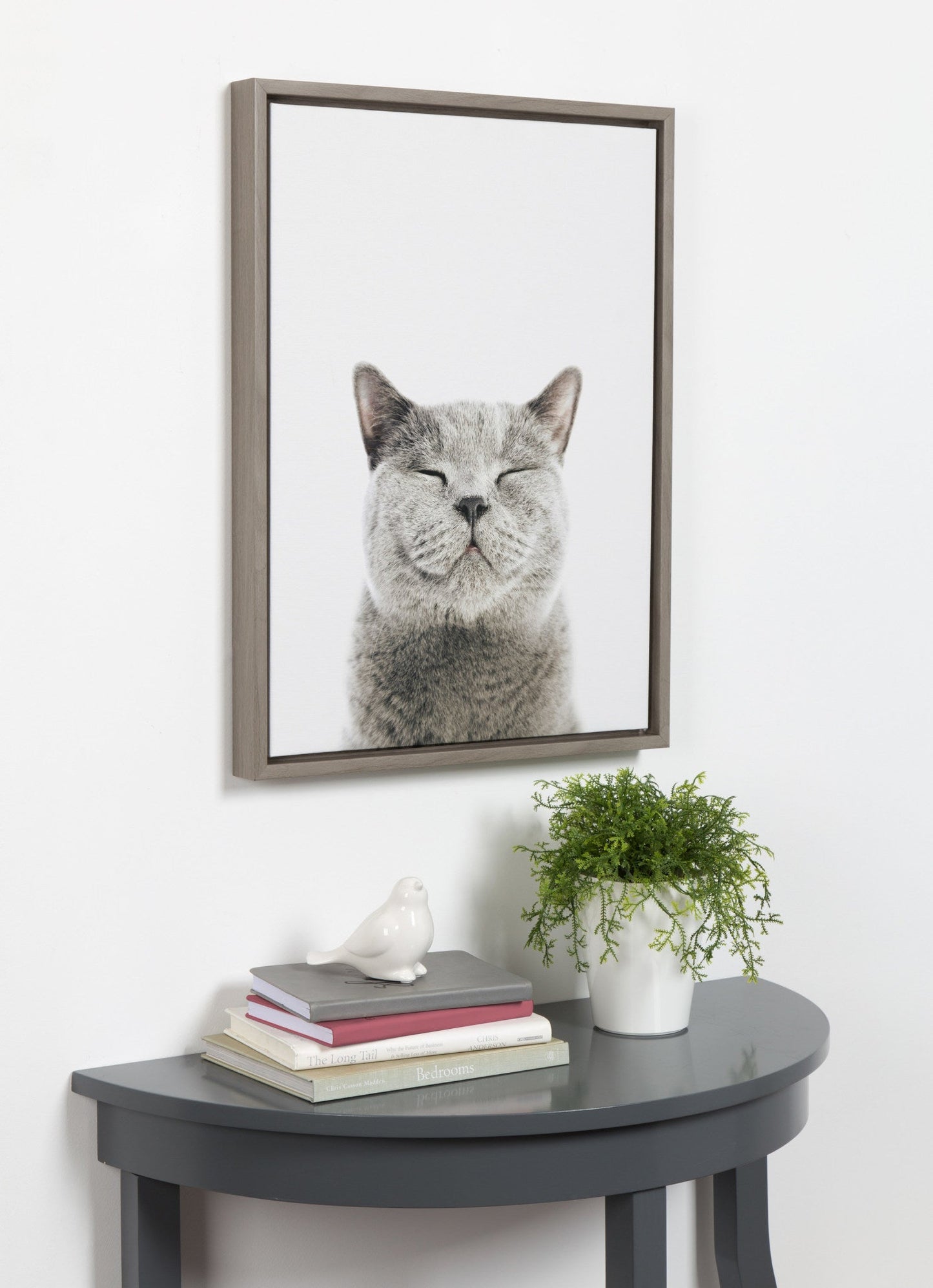 Smiling Cat Framed Canvas Wall Art