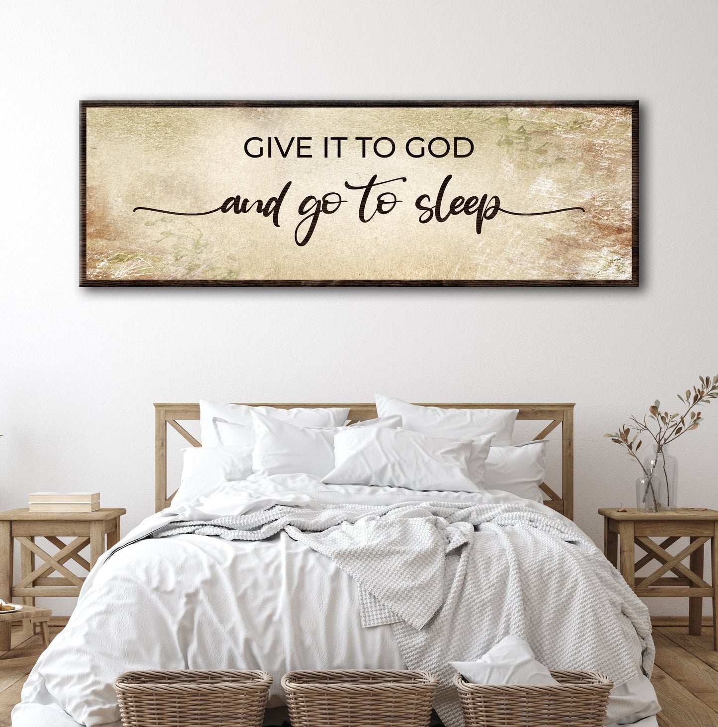 Give It to God and Go to Sleep canvas wall art style IV for Christian bedrooms