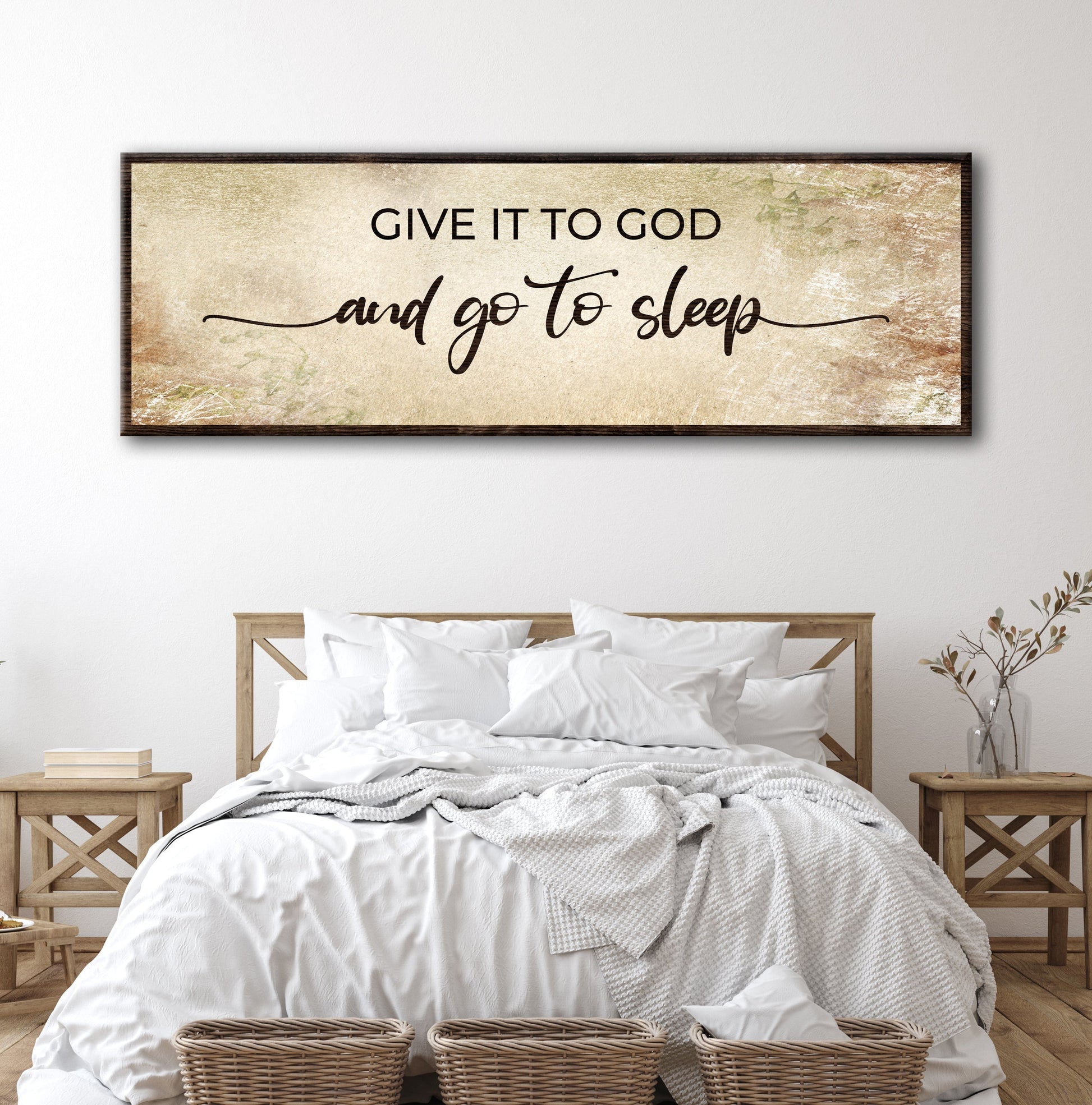 Give It to God and Go to Sleep canvas wall art style IV for Christian bedrooms
