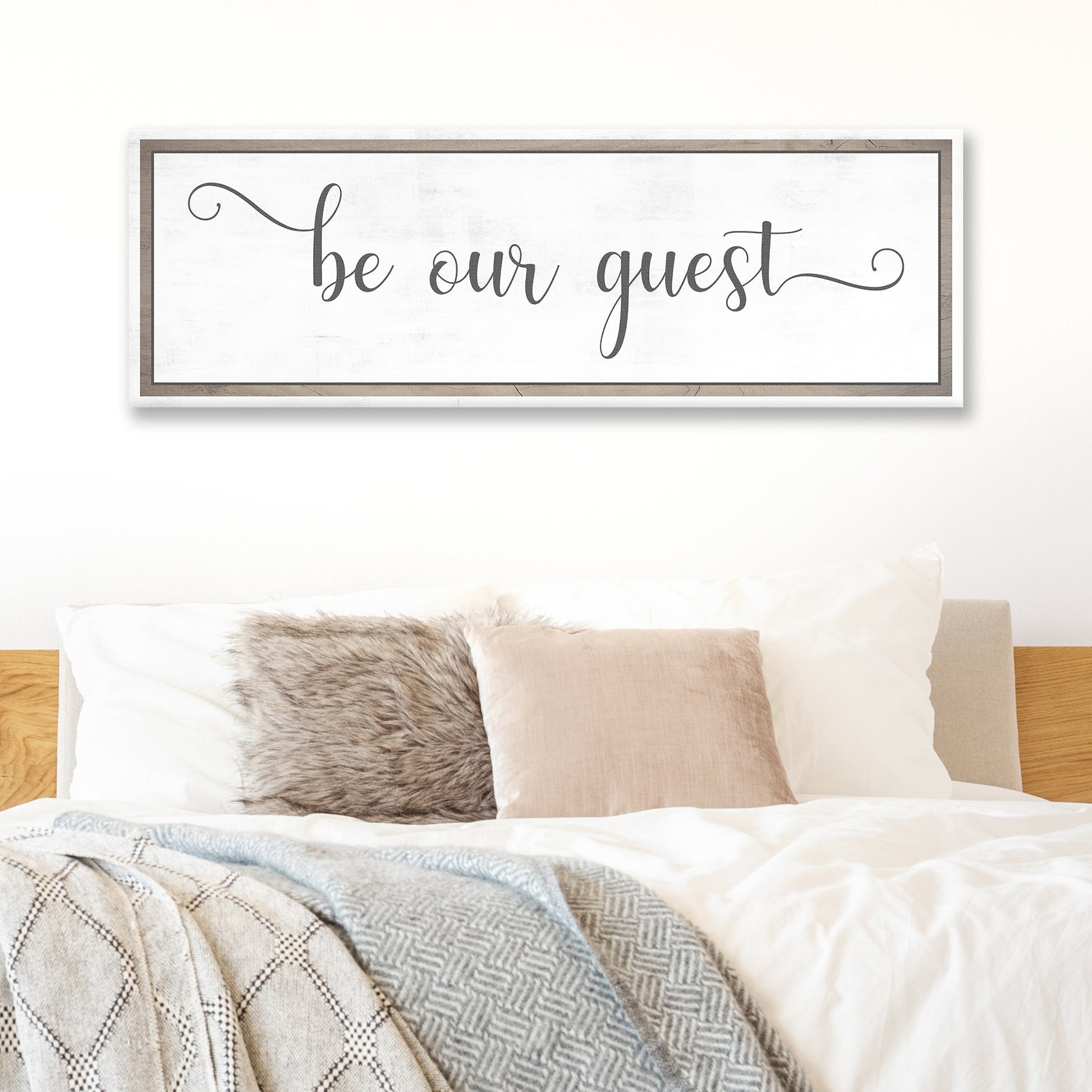 Be Our Guest rustic welcome canvas sign for guest room and entryway decor