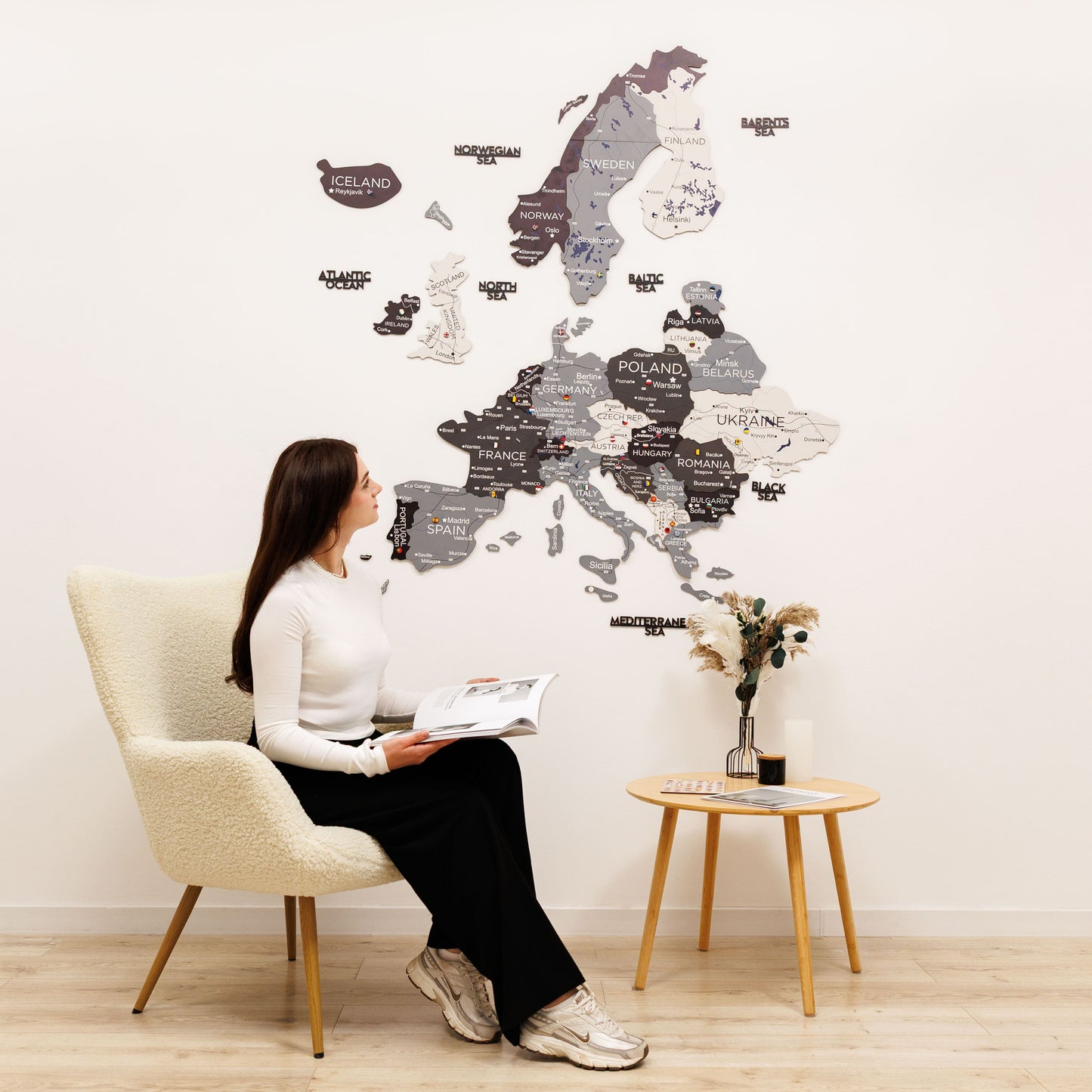 3D Wooden Europe Map Wall Art - Nordik