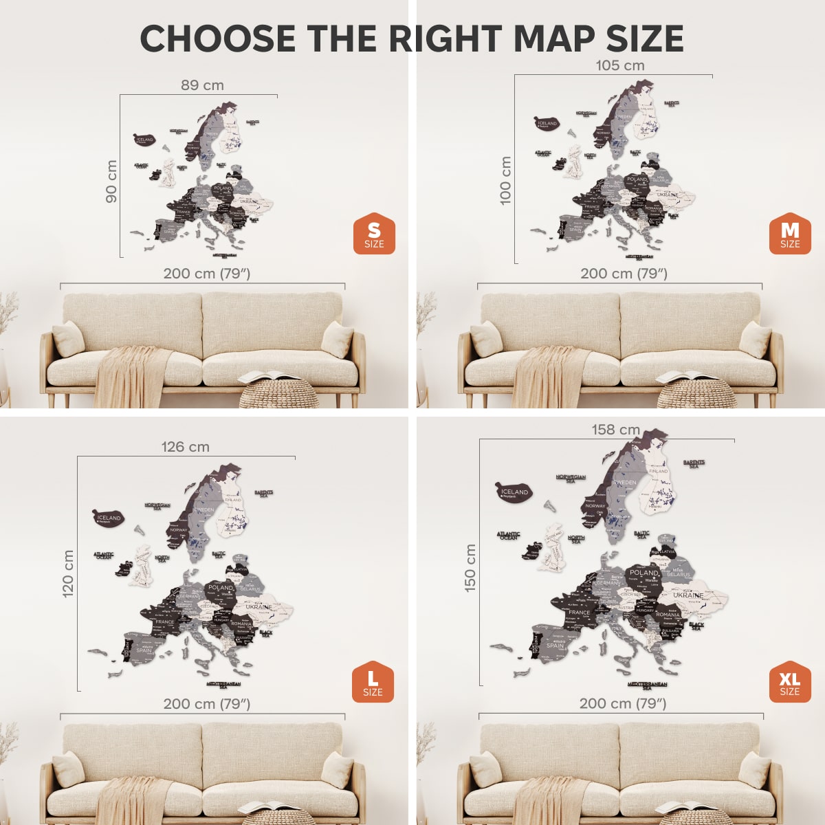3D Wooden Europe Map Wall Art - Nordik