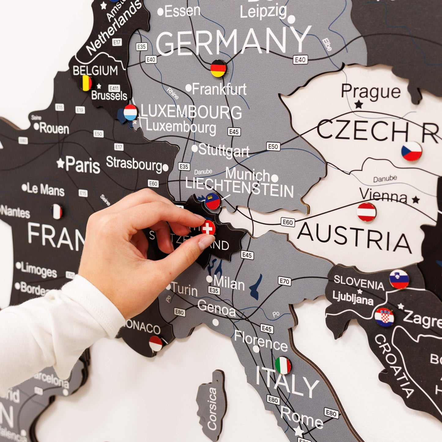 3D Wooden Europe Map Wall Art - Nordik