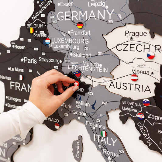 3D Wooden Europe Map Wall Art - Nordik