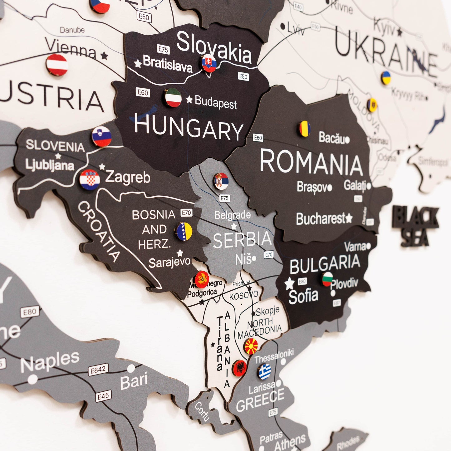 3D Wooden Europe Map Wall Art - Nordik