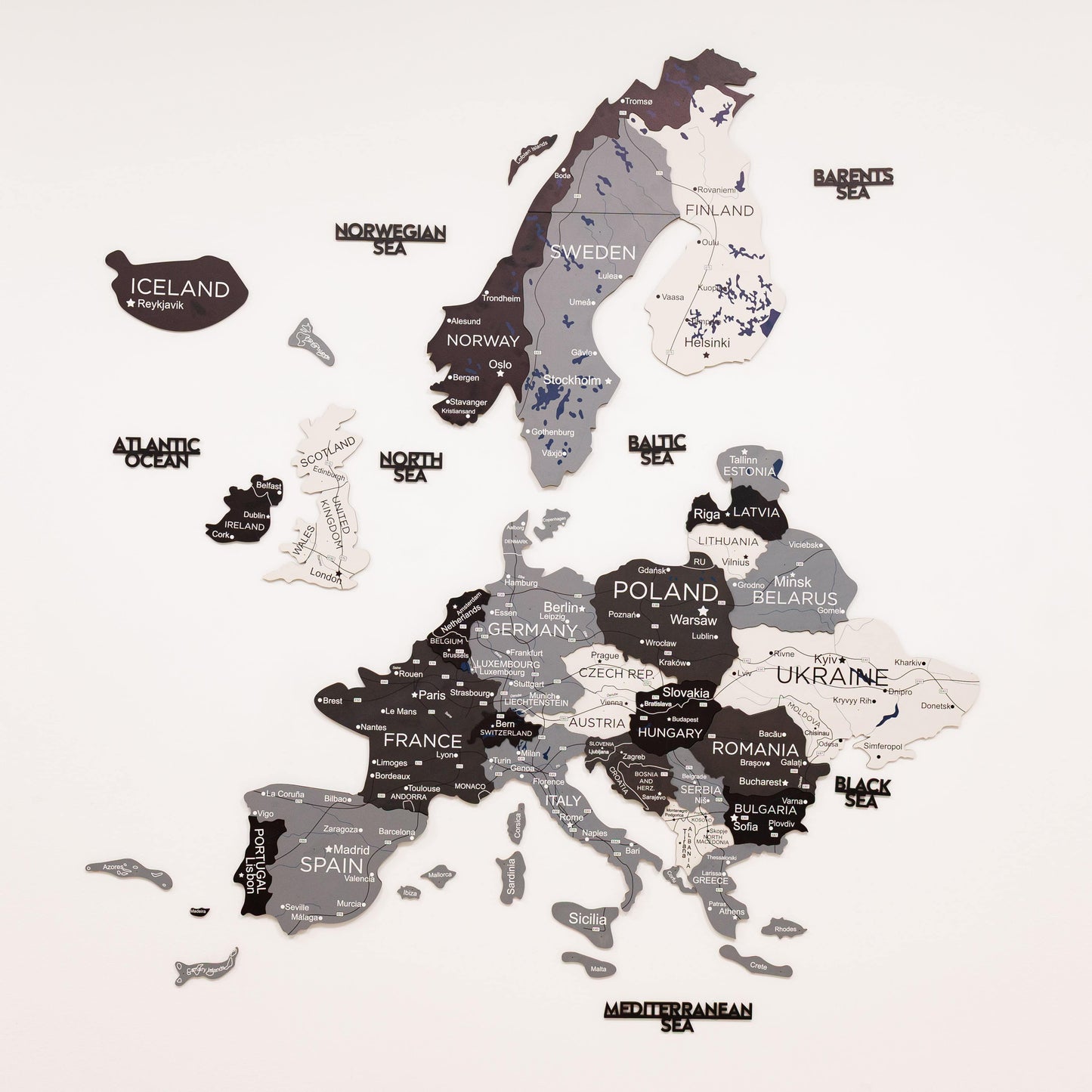 3D Wooden Europe Map Wall Art - Nordik