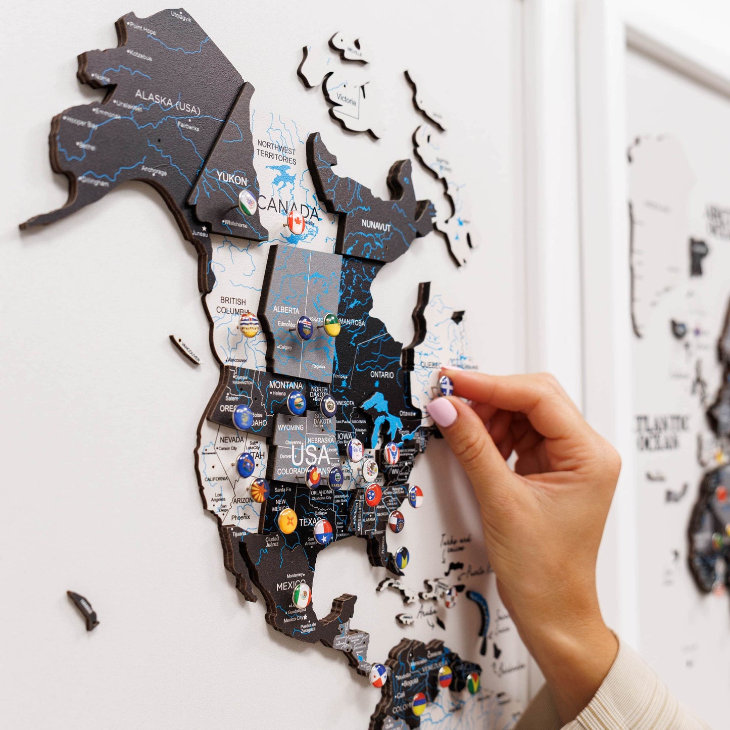 Wooden World Map Triptych Wall Art - Nordik