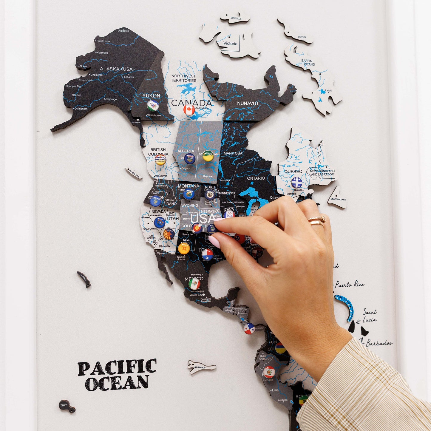Wooden World Map Triptych Wall Art - Nordik