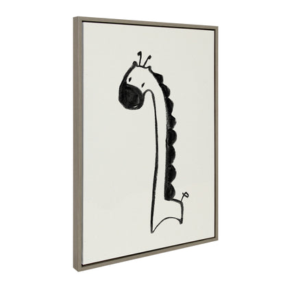 Giraffe, Lion and Elephant Black and White Canvas Set