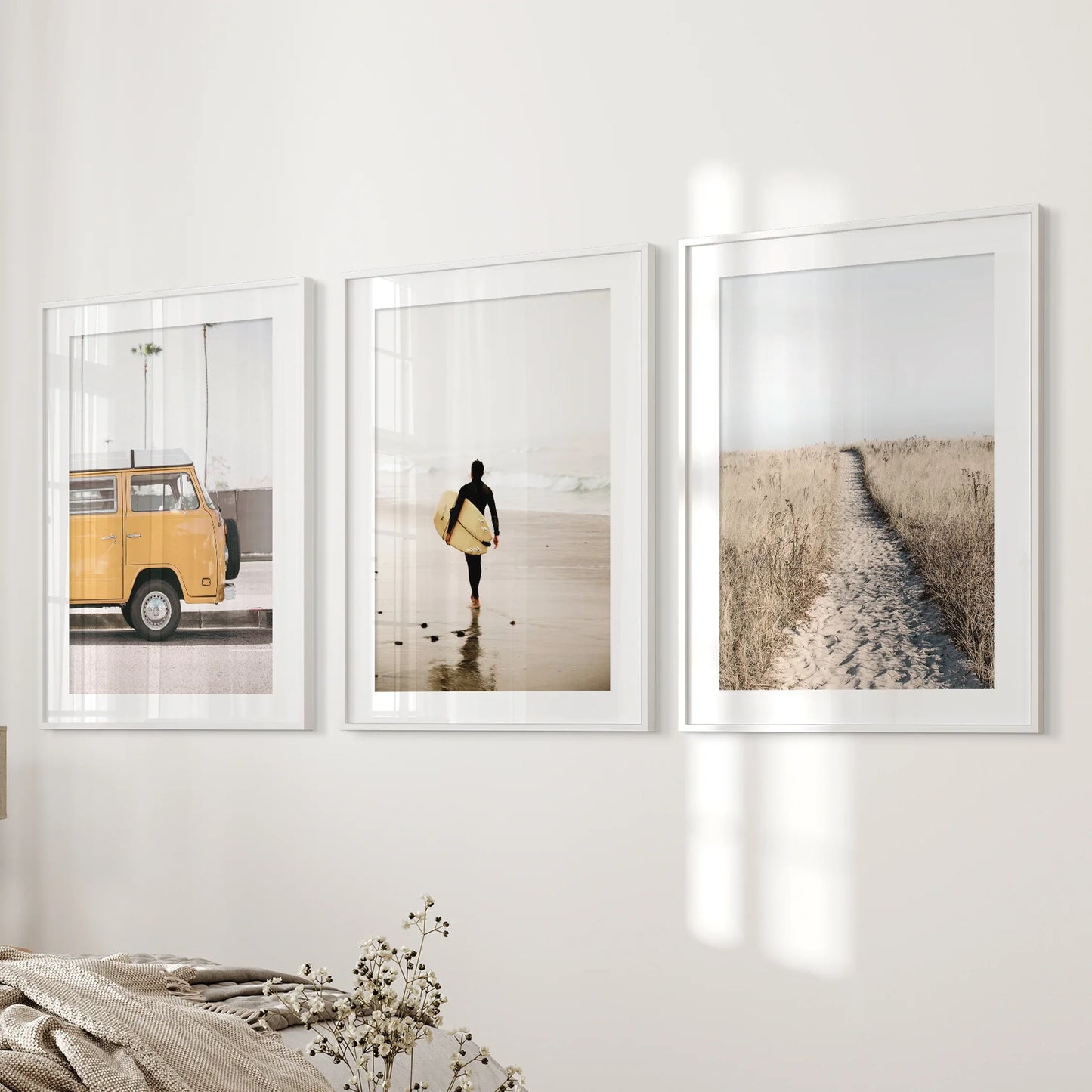California Beach Surfer Wall Art Set of 3 Retro Prints