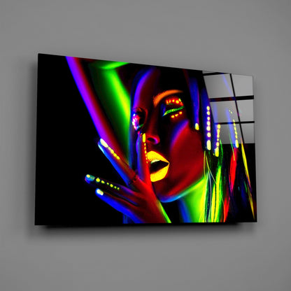 Neon Glow Portrait Glass Wall Art
