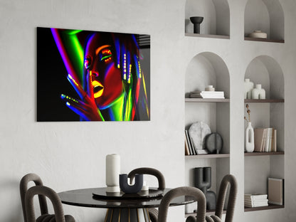 Neon Glow Portrait Glass Wall Art