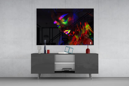 Neon Dust Portrait Glass Wall Art