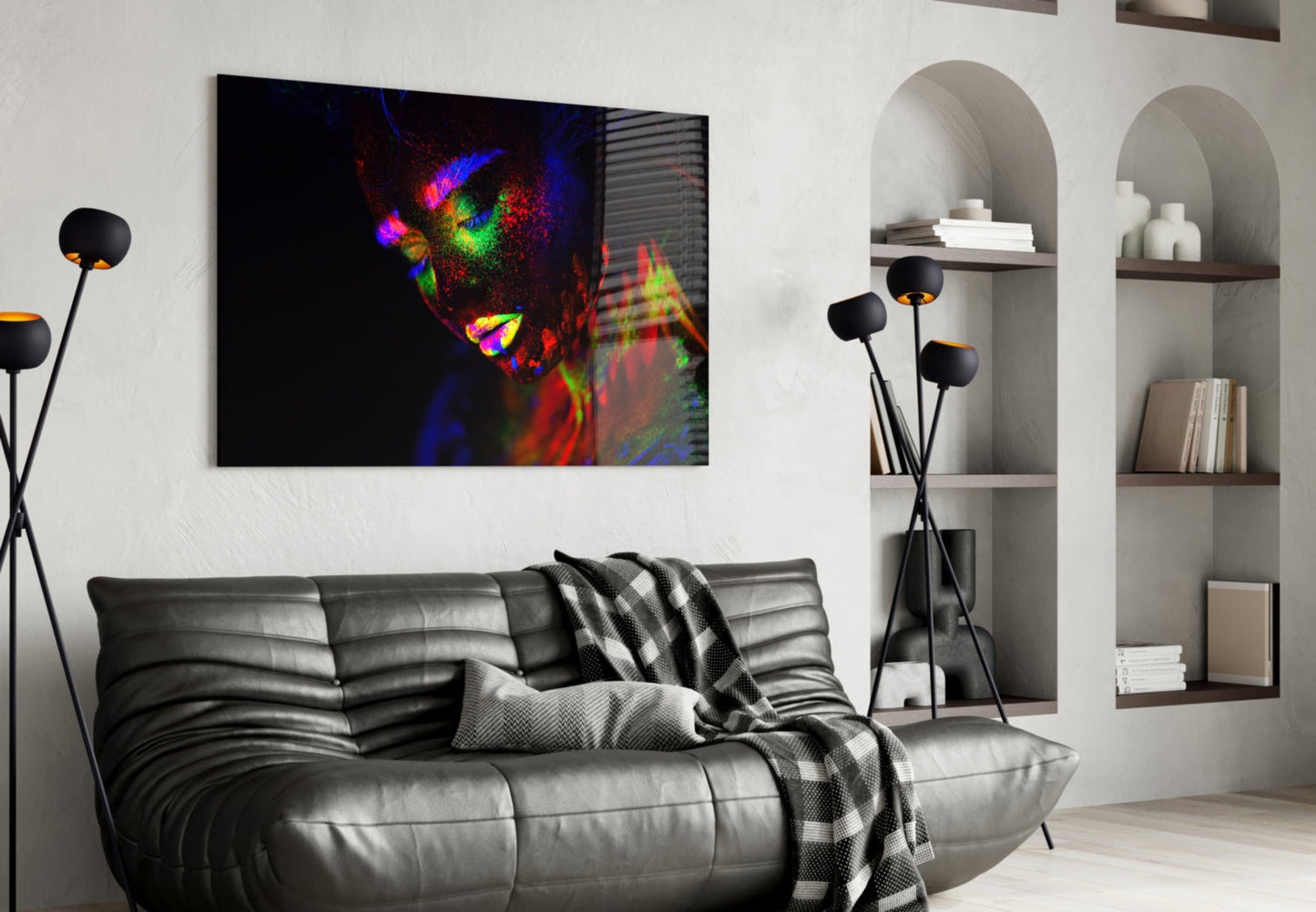 Neon Dust Portrait Glass Wall Art