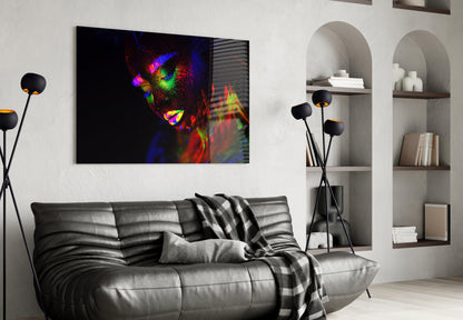 Neon Dust Portrait Glass Wall Art