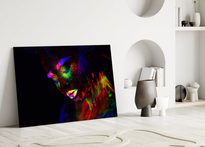 Neon Dust Portrait Glass Wall Art