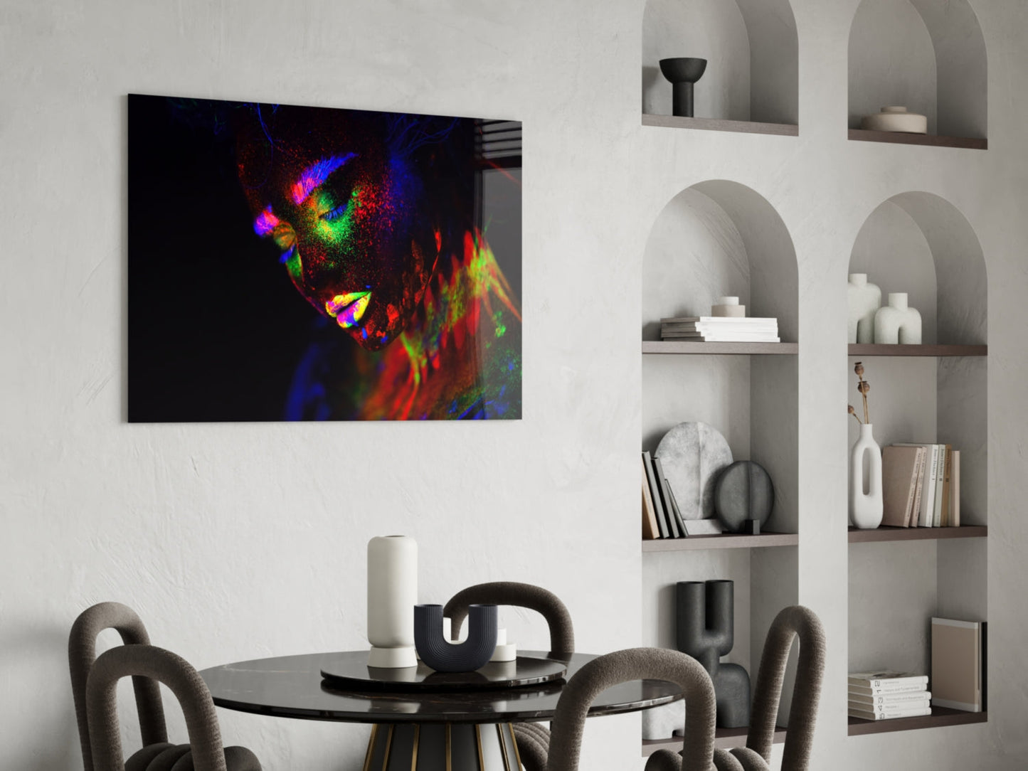 Neon Dust Portrait Glass Wall Art
