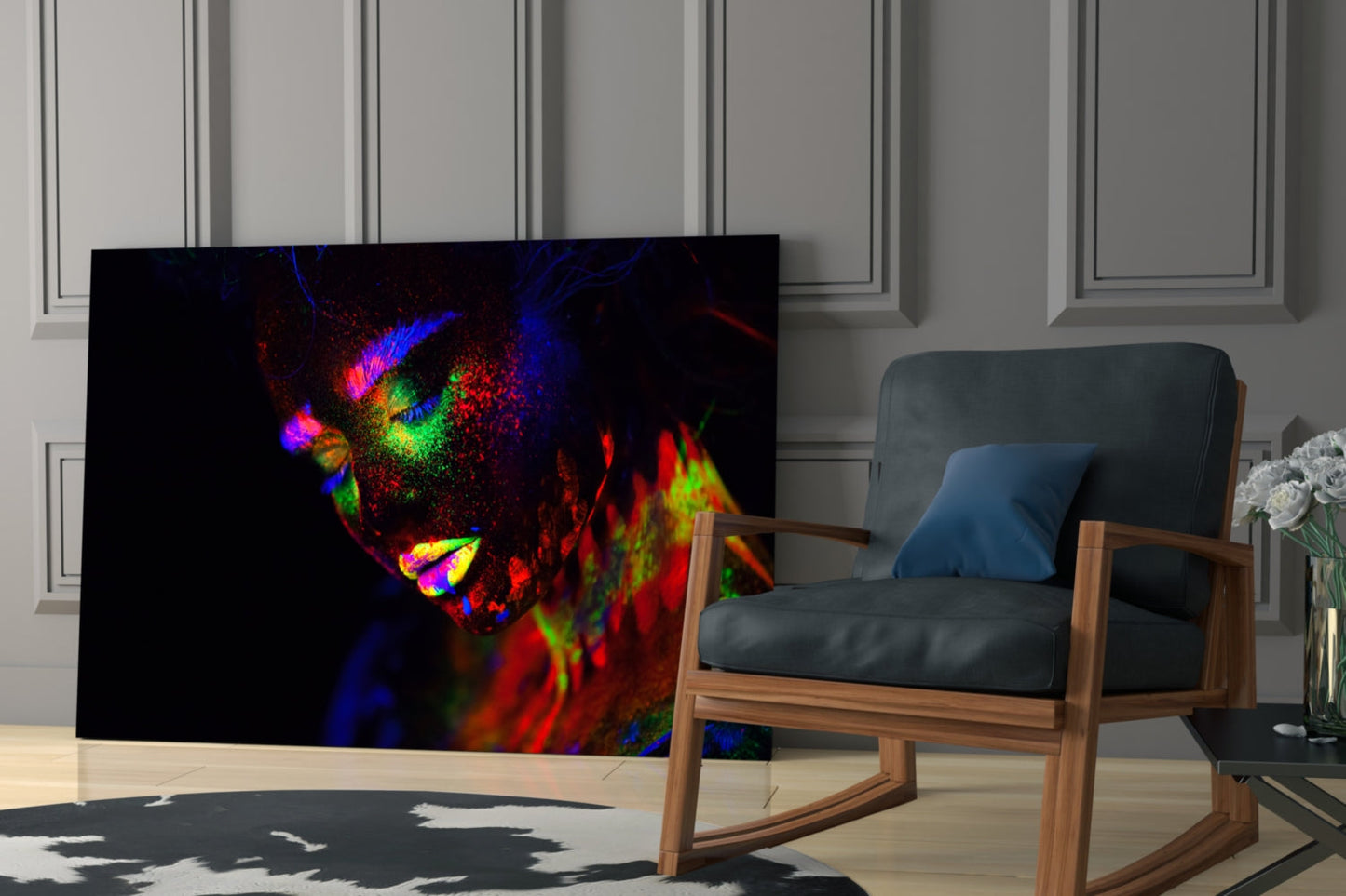 Neon Dust Portrait Glass Wall Art