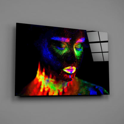Fluorescent Rain Portrait Glass Wall Art