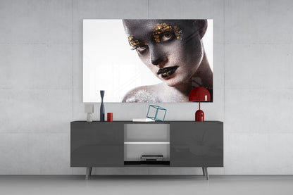 Silver Gold Portrait Glass Wall Art