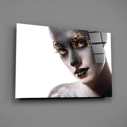 Silver Gold Portrait Glass Wall Art