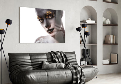 Silver Gold Portrait Glass Wall Art