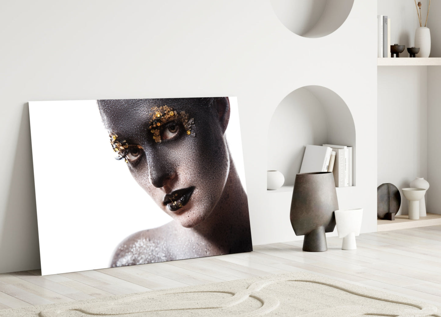 Silver Gold Portrait Glass Wall Art
