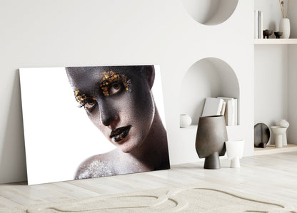 Silver Gold Portrait Glass Wall Art
