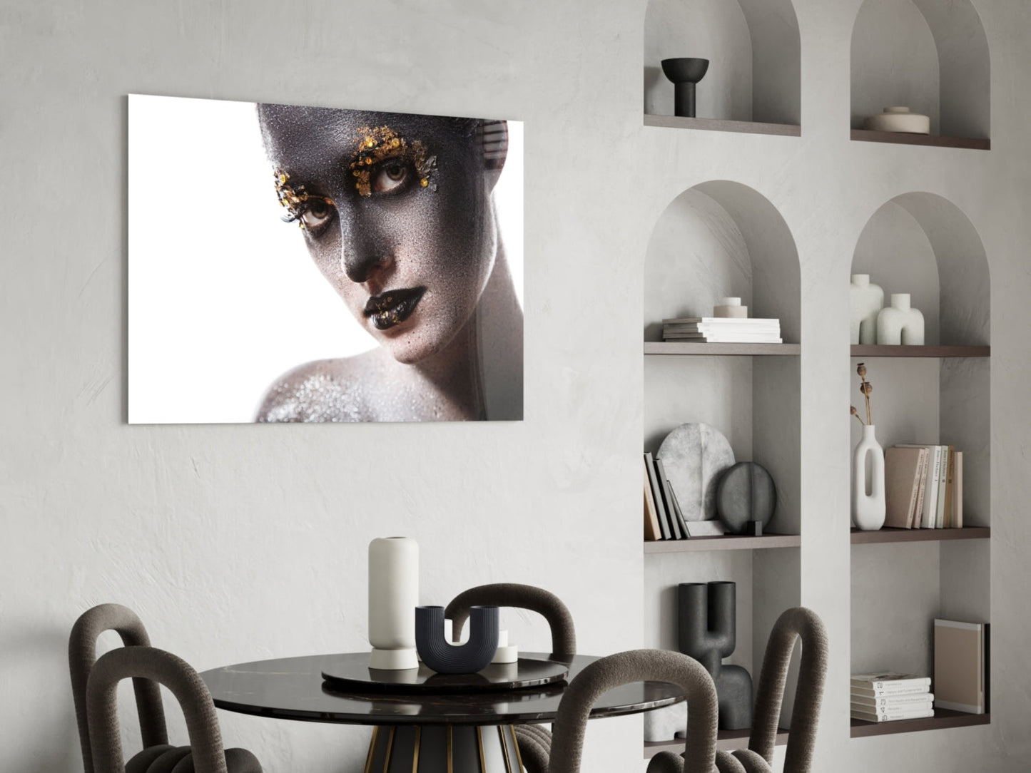 Silver Gold Portrait Glass Wall Art