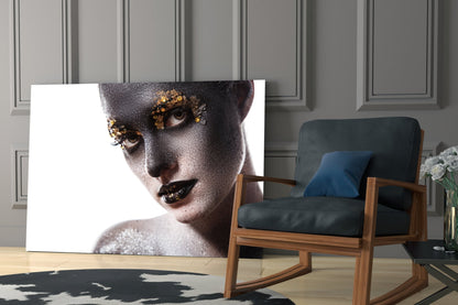Silver Gold Portrait Glass Wall Art