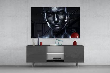 Moonlit Silver Portrait Glass Wall Art