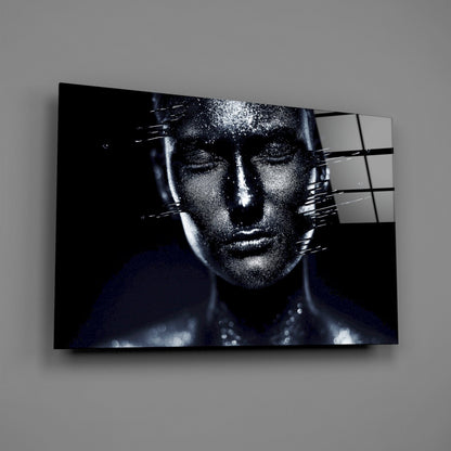 Moonlit Silver Portrait Glass Wall Art