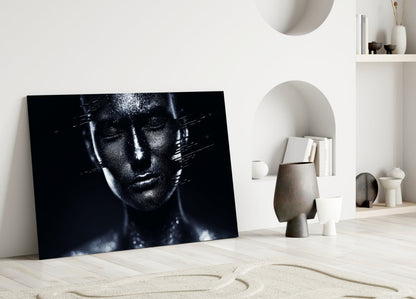 Moonlit Silver Portrait Glass Wall Art