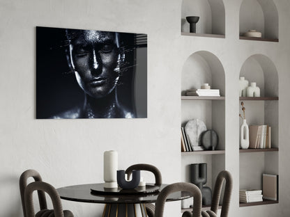 Moonlit Silver Portrait Glass Wall Art