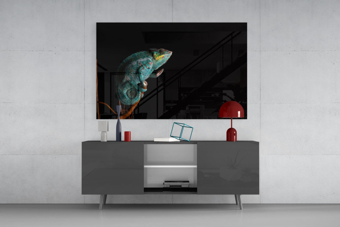 Panther Chameleon Glass Wall Art