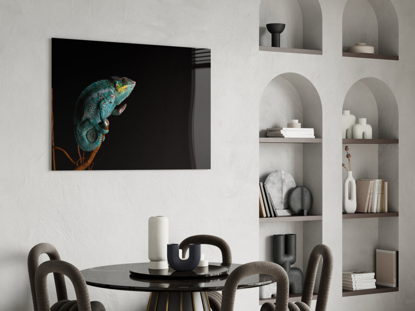 Panther Chameleon Glass Wall Art