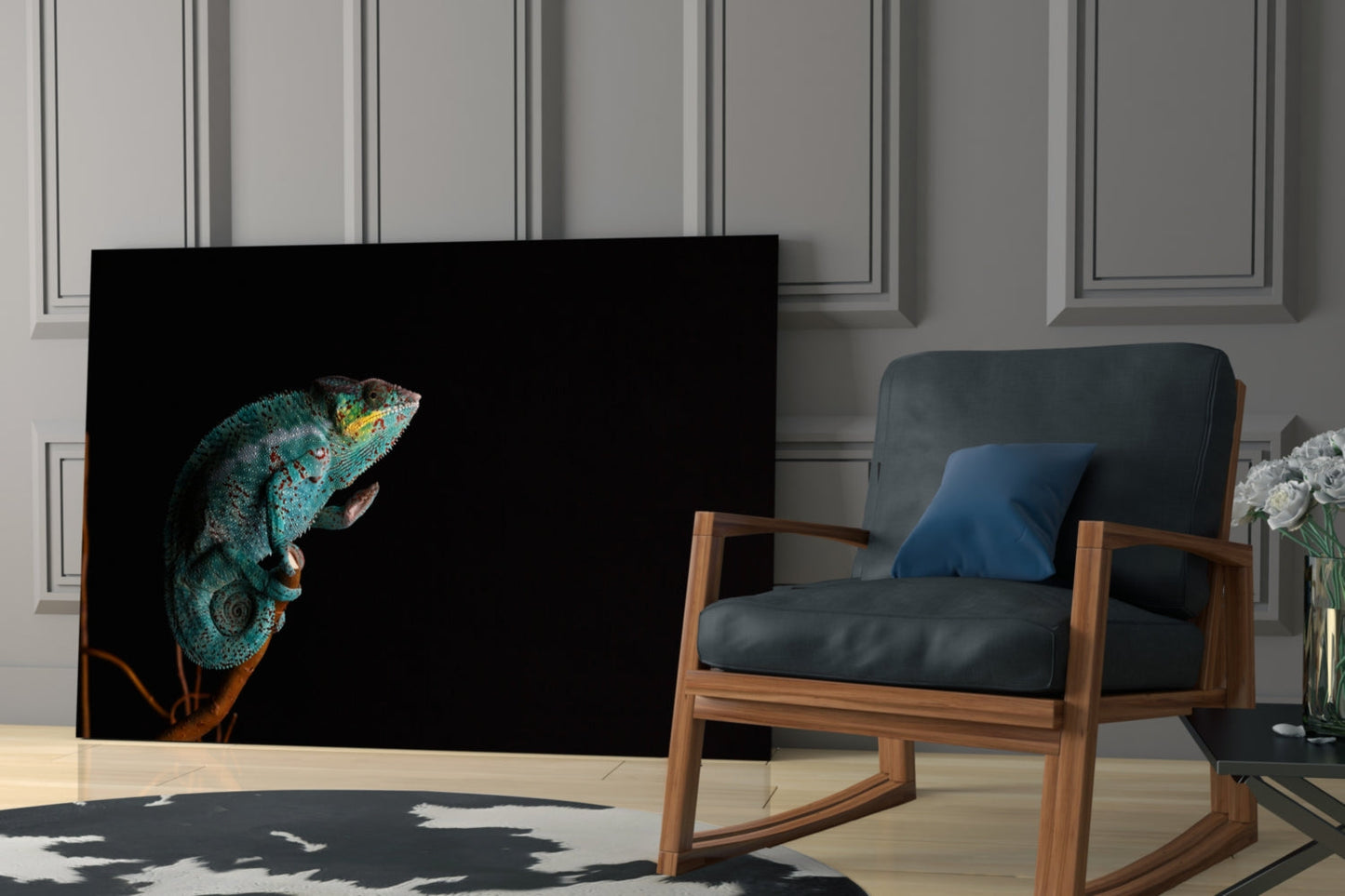 Panther Chameleon Glass Wall Art