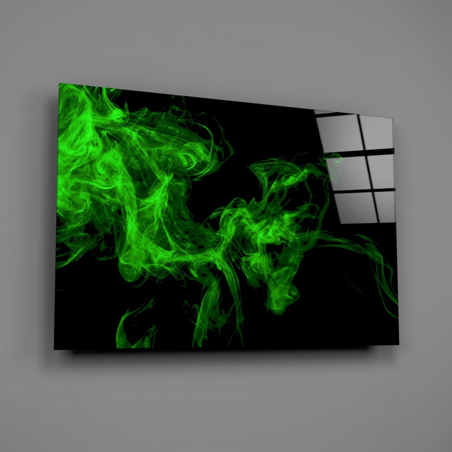 Green Smoke Swirl Glass Wall Art