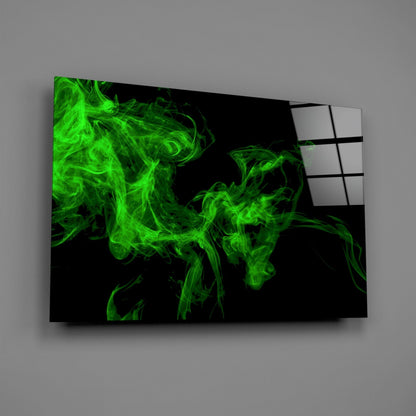 Green Smoke Swirl Glass Wall Art