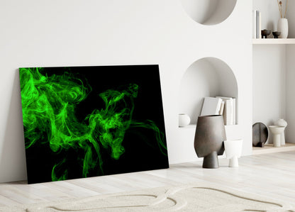 Green Smoke Swirl Glass Wall Art