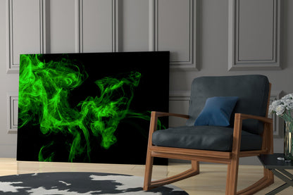 Green Smoke Swirl Glass Wall Art