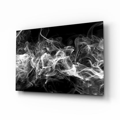 White Smoke Abstract Glass Wall Art